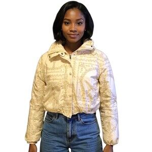 BDG Urban Outfitters Isla Linen Paisley Print Puffer Cropped Jacket Size S